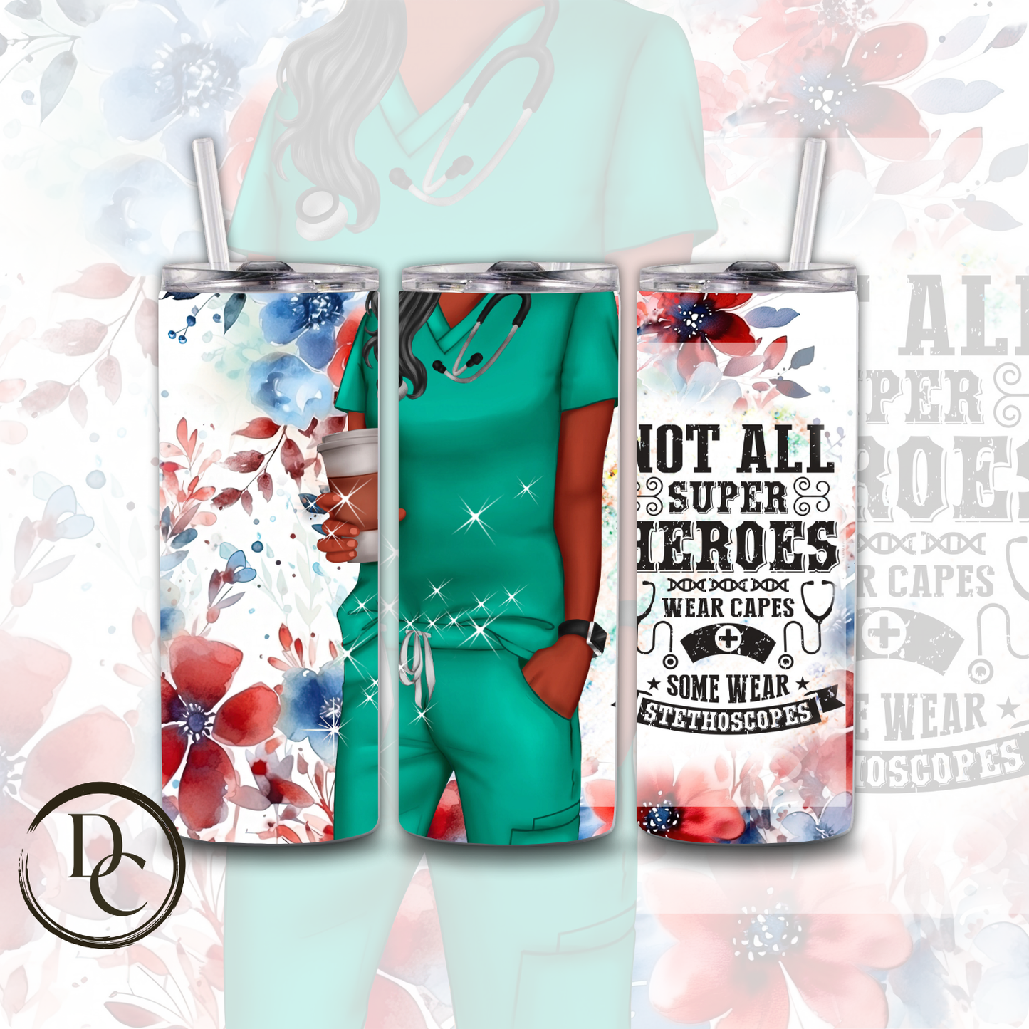 Not All Angels Have Wings Some Have Scrubs 20 oz Stainless Steel Custom Sublimation Tumbler #25