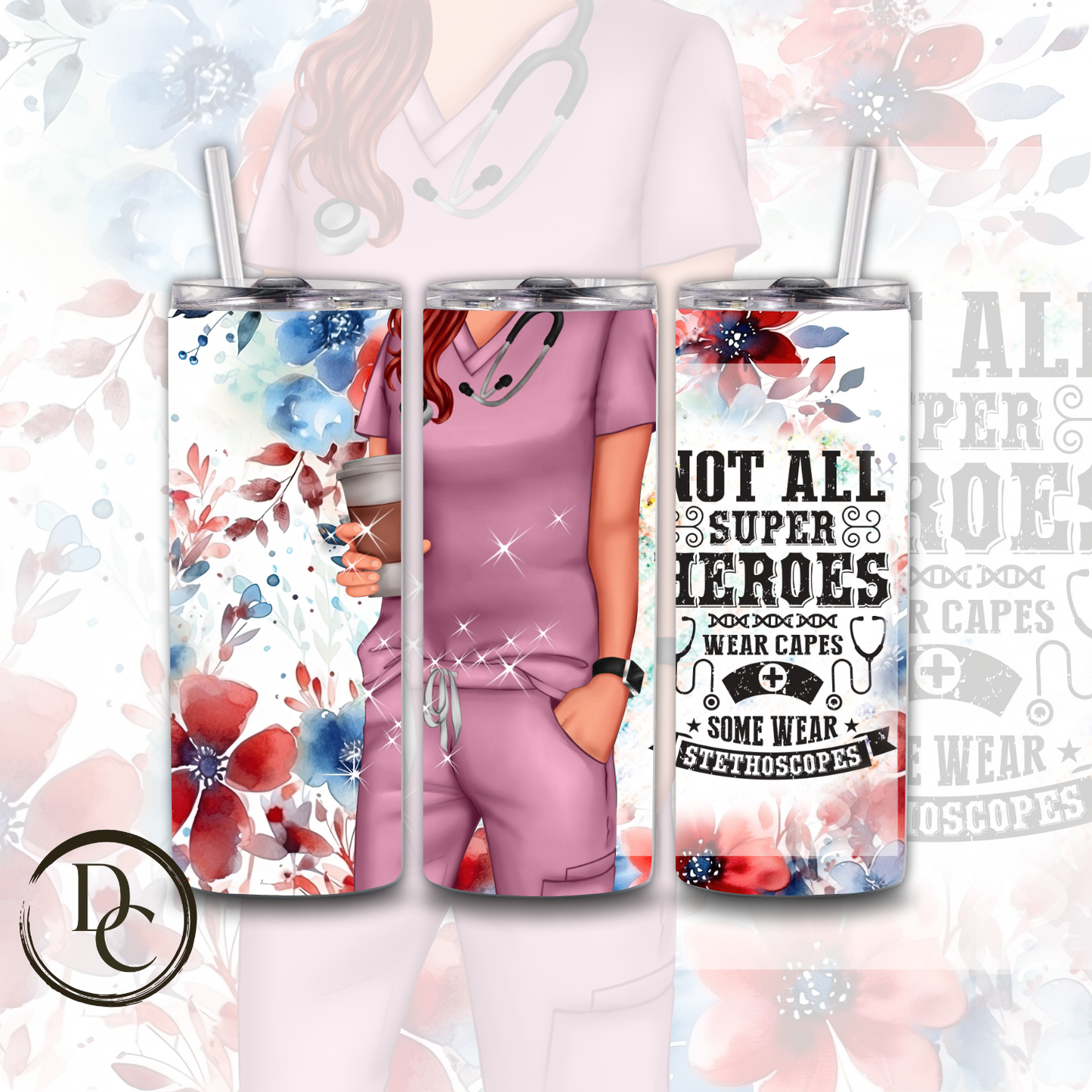 Not All Angels Have Wings Some Have Scrubs 20 oz Stainless Steel Custom Sublimation Tumbler #25