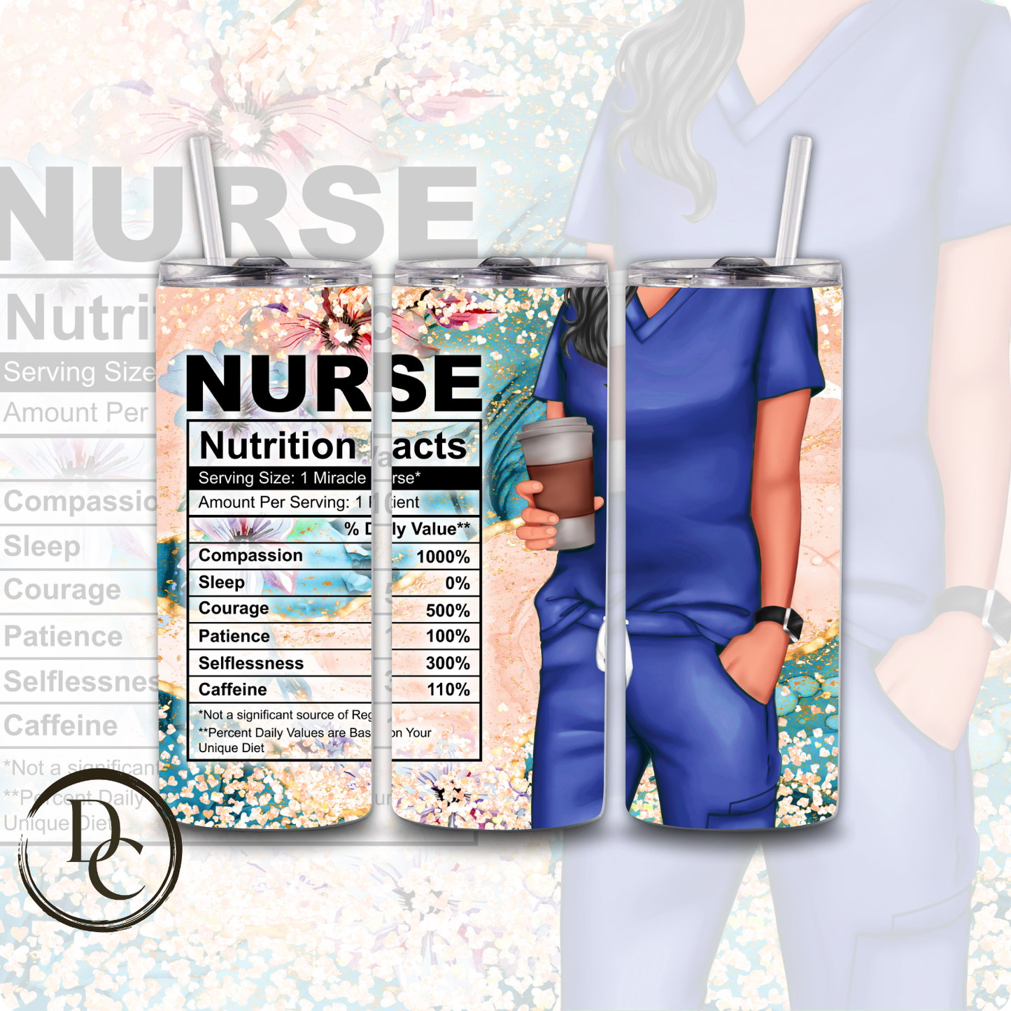 Not All Angels Have Wings Some Have Scrubs 20 oz Stainless Steel Custom Sublimation Tumbler #25