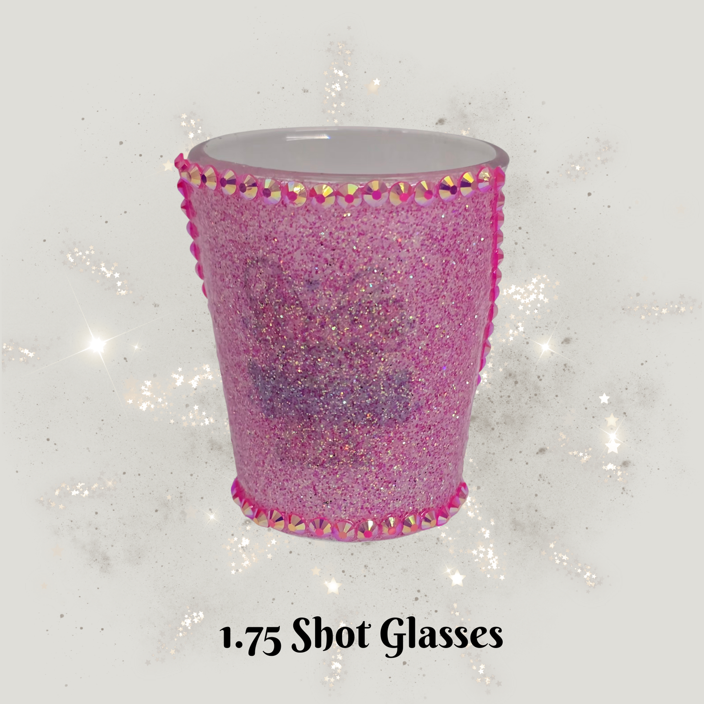 Shack Your Bunny Tail Pink Peek‑A‑Boo Glitter Shot Glass with White Rhinestones