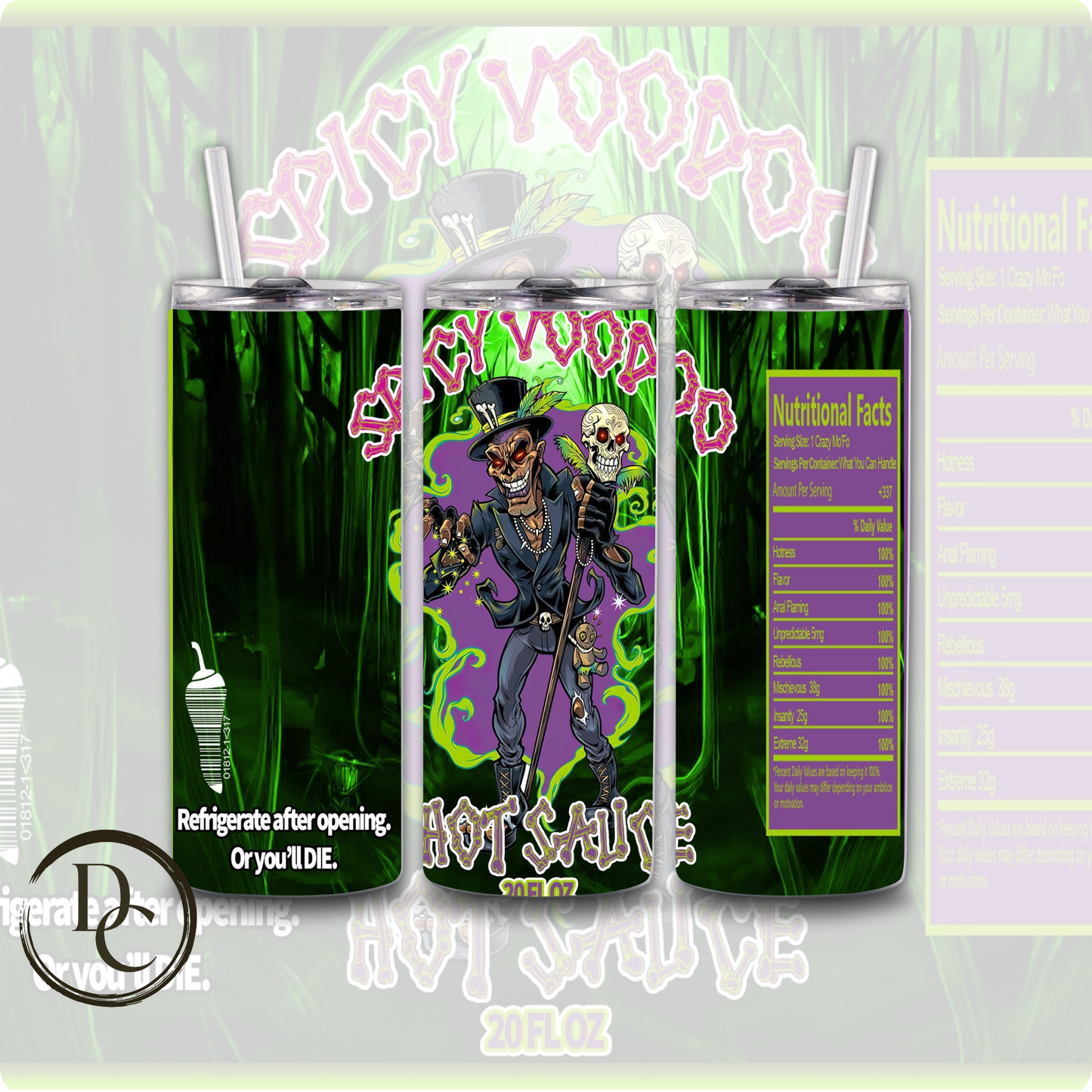 Swamp Water Hot Sauce 20 oz Custom Sublimation Tumbler