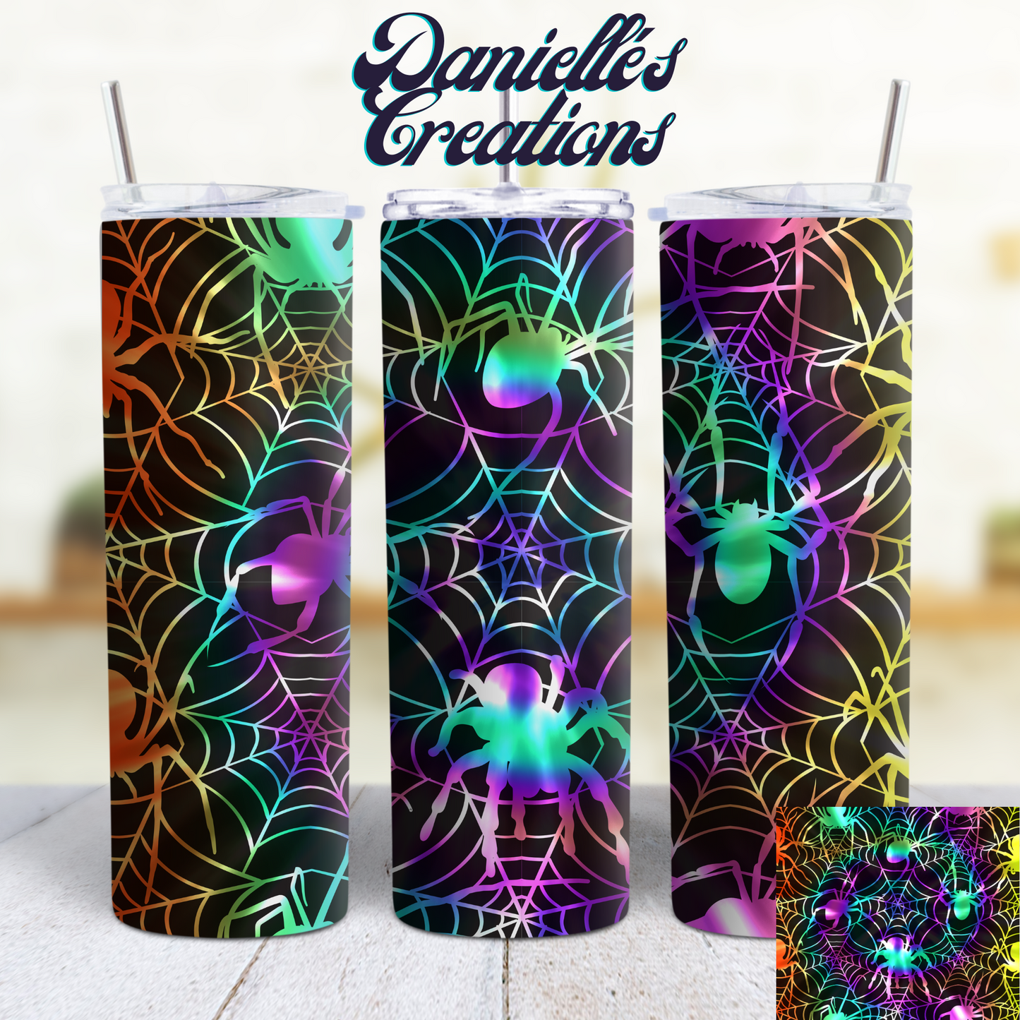 Halloween 20 oz skinny tumbler spider webs #16