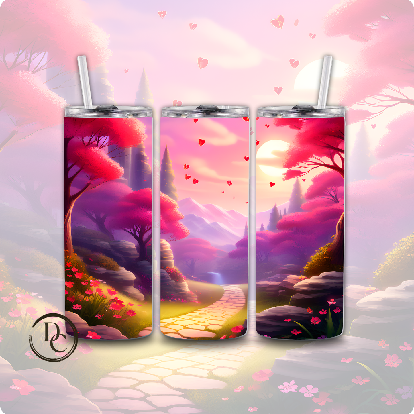 Magical Dreamy Landscape Valentine 20 oz Custom Sublimation Tumbler