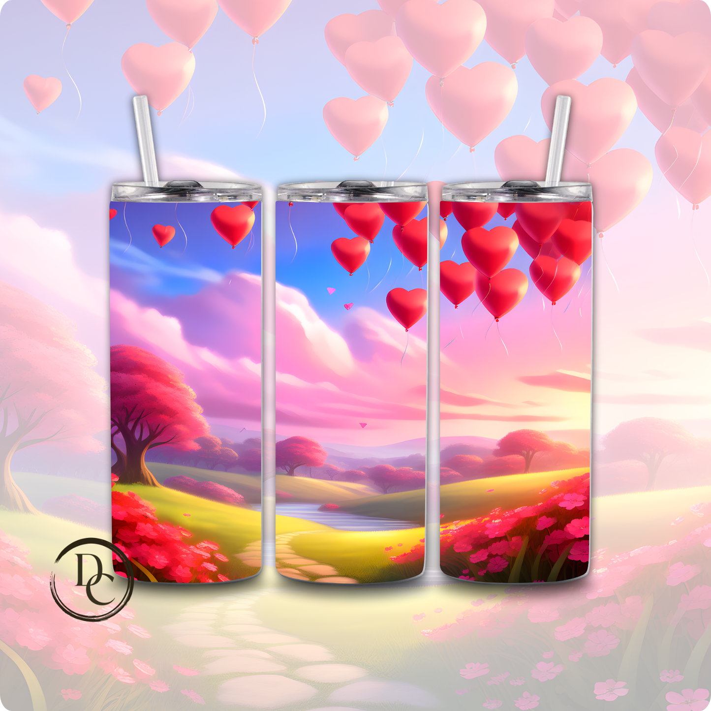 Dreamy Magical Landscape Valentine 20 oz Custom Sublimation Tumbler