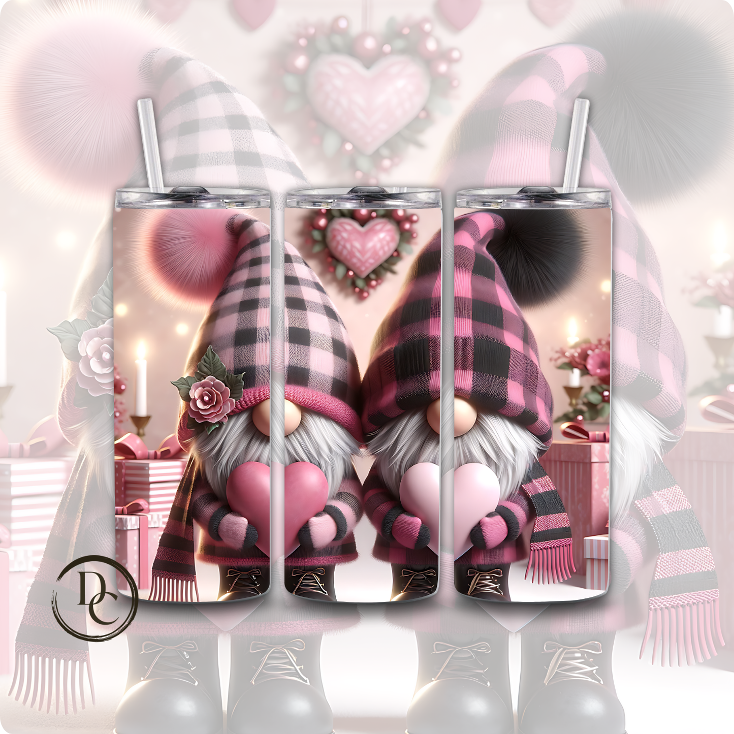 Gnomes Valentines 20 oz Custom Sublimation Tumbler Stainless Steel 24