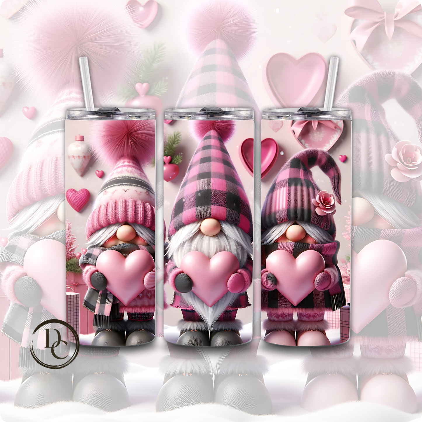 Gnomes Valentines 20 oz Custom Sublimation Tumbler Stainless Steel 24