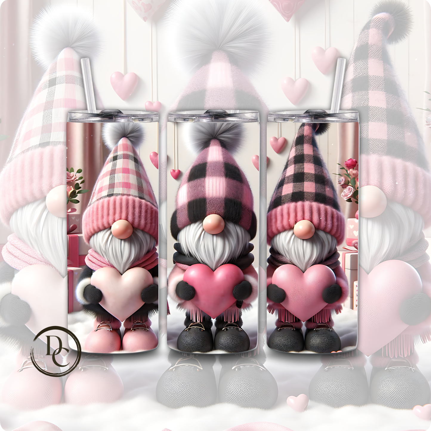 Gnomes Valentines 20 oz Custom Sublimation Tumbler Stainless Steel 24