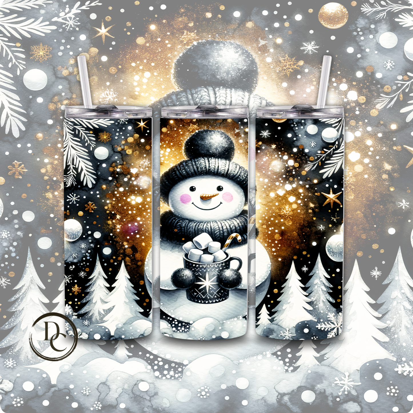 Christmas Snowman 20 oz Custom Sublimation Tumbler Stainless Steel 21