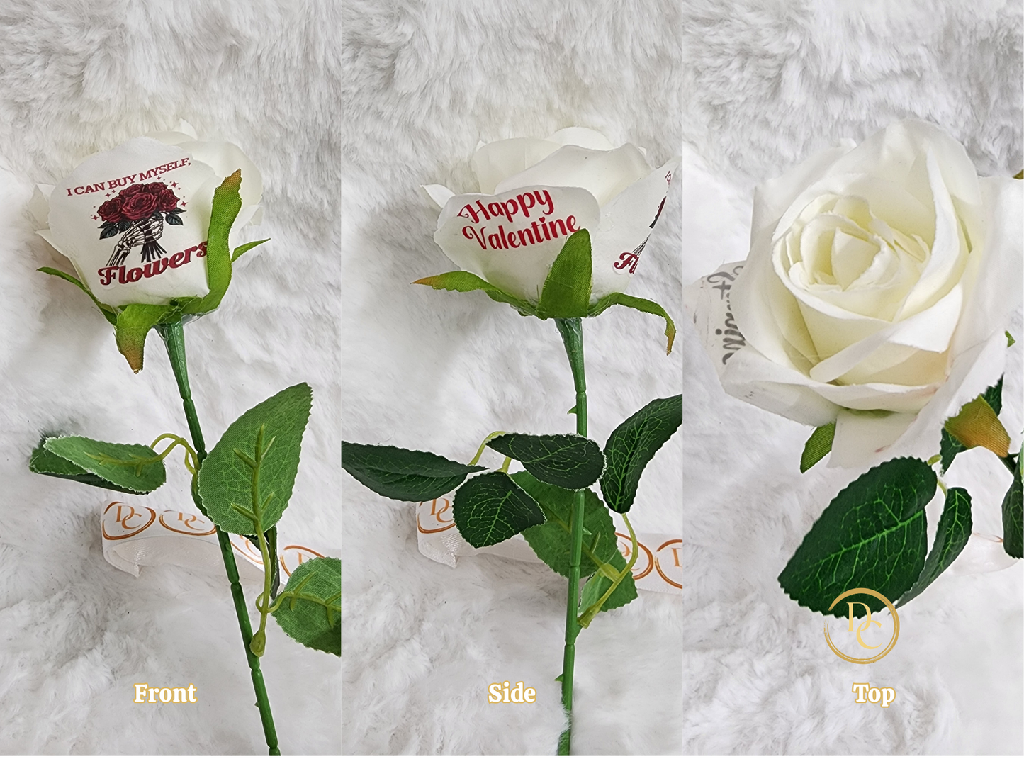 White Rose Stepping into Love/ Happy Valentines Predesigns Custom Forever Flower Fun Custom Designs