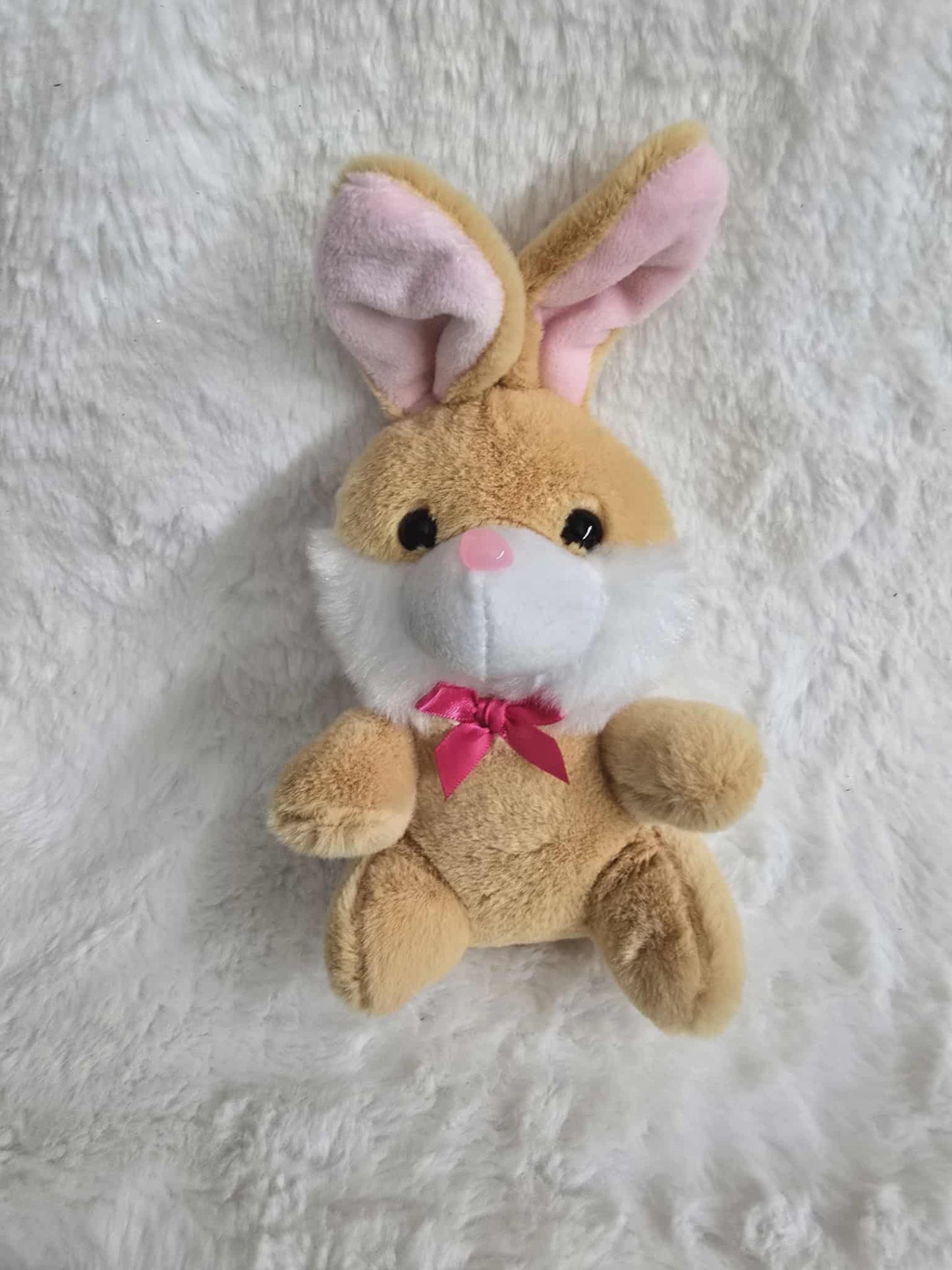 6" White Plush Sitting Bunny Custom Photo & Name, Personalized Keepsake Gift