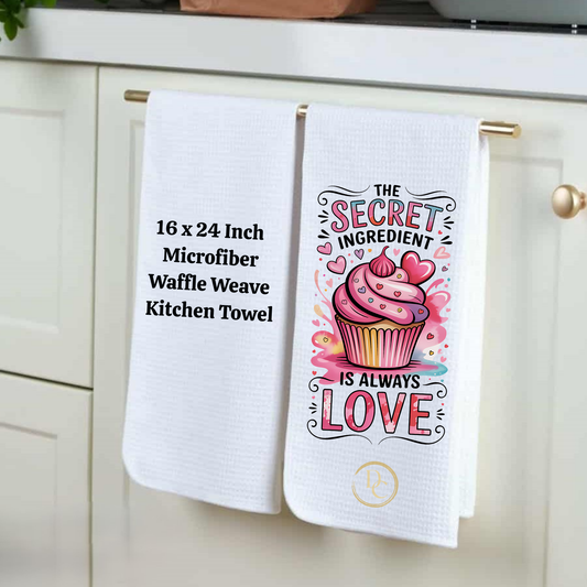 The Secret Ingredient Is Always Love, Kitchen Towel Microfiber Waffle Weave