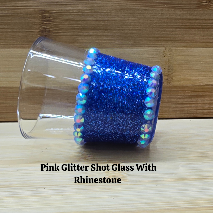 Black Glitter Shot Glass with Rhinestones