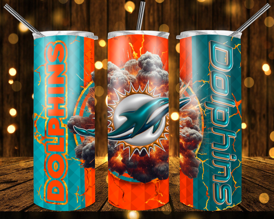 Dolphins Football 3D 20 oz  Custom Sublimation Tumbler Stainless Steel# 10