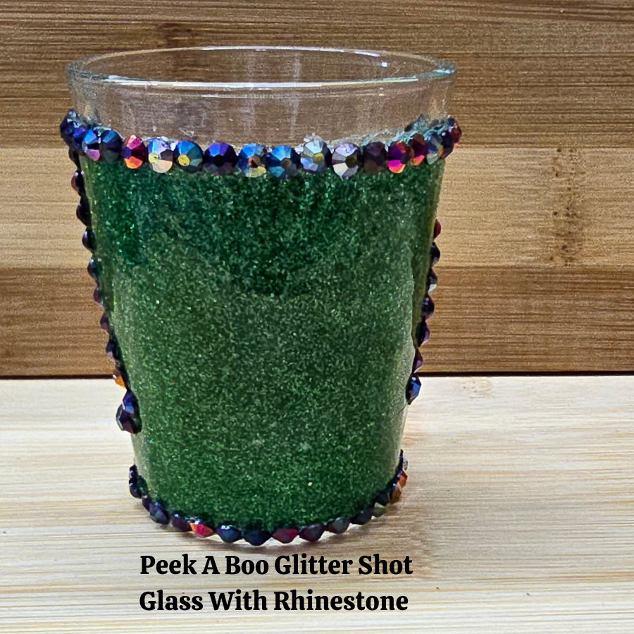 Black Glitter Shot Glass with Rhinestones