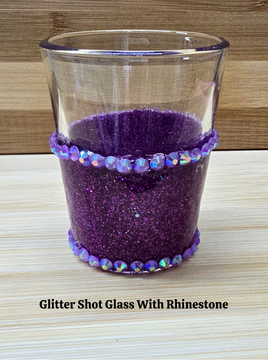 Purple Glitter Shot Glass with Rhinestones