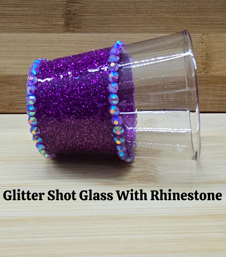 Black Glitter Shot Glass with Rhinestones