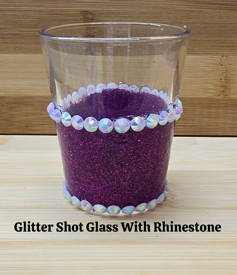 Black Glitter Shot Glass with Rhinestones
