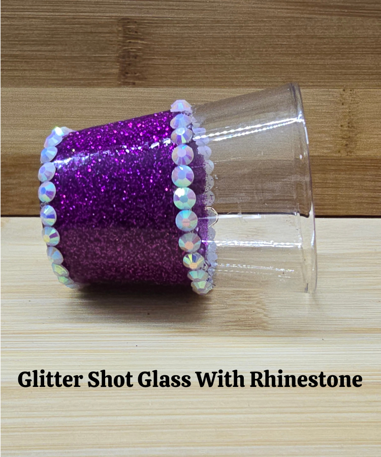 Black Glitter Shot Glass with Rhinestones