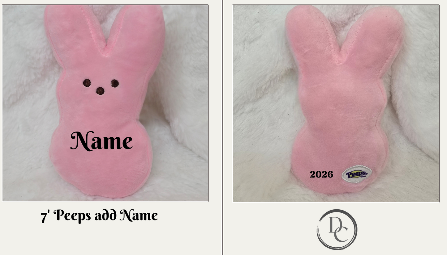 7" Pink Peeps Plush Bunny Personalized with Name
