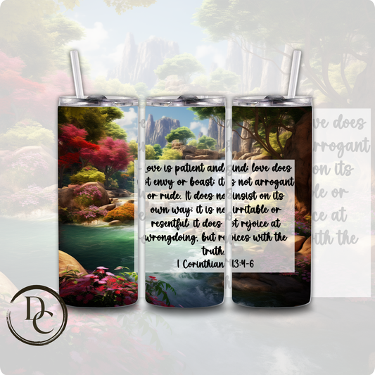 1 Corinthias 13:4-6 Bible Verse Religious 20 oz Custom Sublimation Tumbler Stainless Steel Insulated 