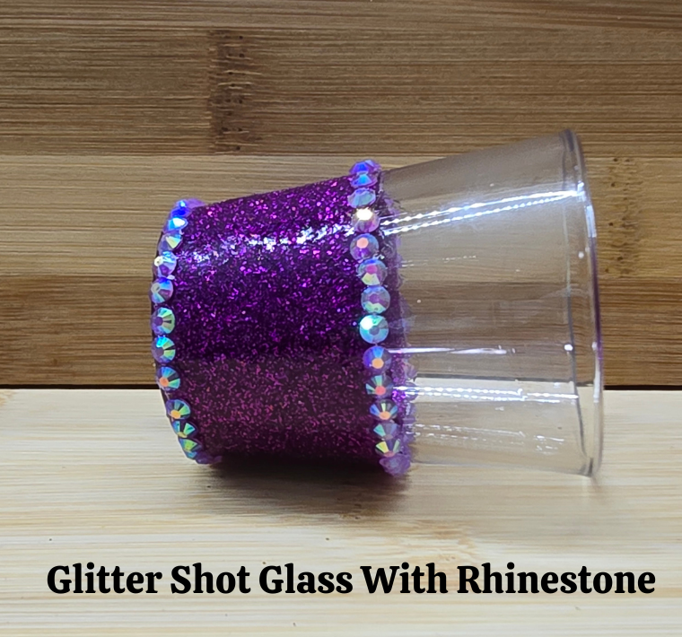 Black Glitter Shot Glass with Rhinestones
