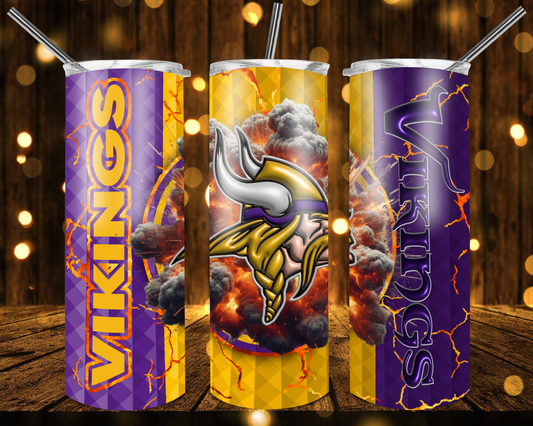 Vikings Football 3D 20 oz Stainless Steel Custom Sublimation Tumbler # 23