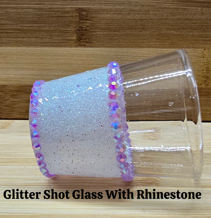 Black Glitter Shot Glass with Rhinestones