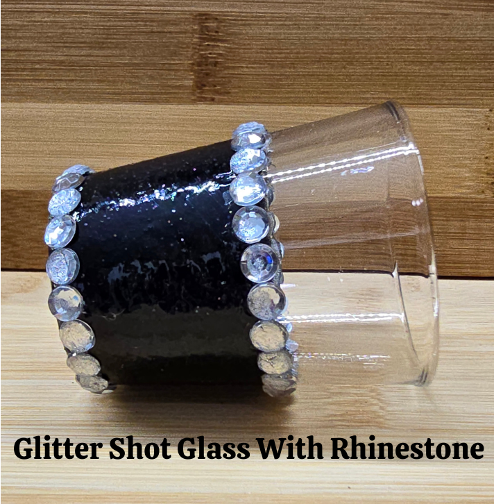 Blue Glitter Shot Glass with Rhinestones