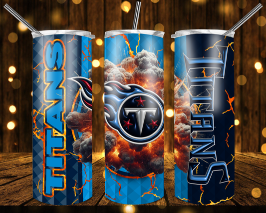 Titans Football 3D 20 oz Custom Sublimation Tumbler Stainless Steel # 29