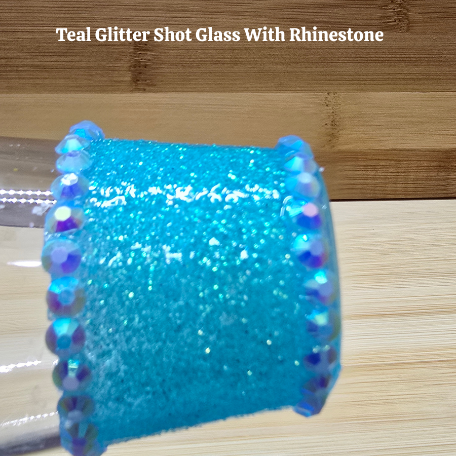 Black Glitter Shot Glass with Rhinestones