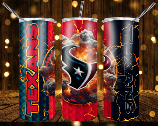 Texans Football 3D 20 oz Custom Sublimation Tumbler Stainless Steel # 31
