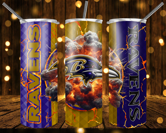 Ravens Football 3D 20 oz Custom Sublimation Tumbler Stainless Steel# 32