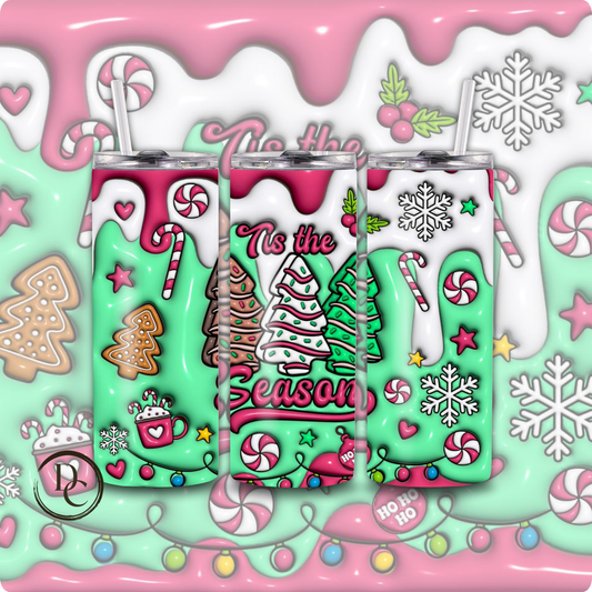 Tis The Season 3D Christmas 20 Oz Custom Sublimation Tumbler Stainless Steel# 2