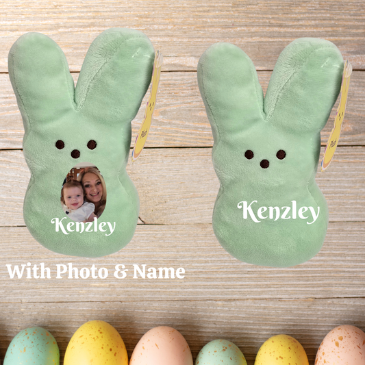 7" Mint Green Peeps Plush Bunny Personalized with Name