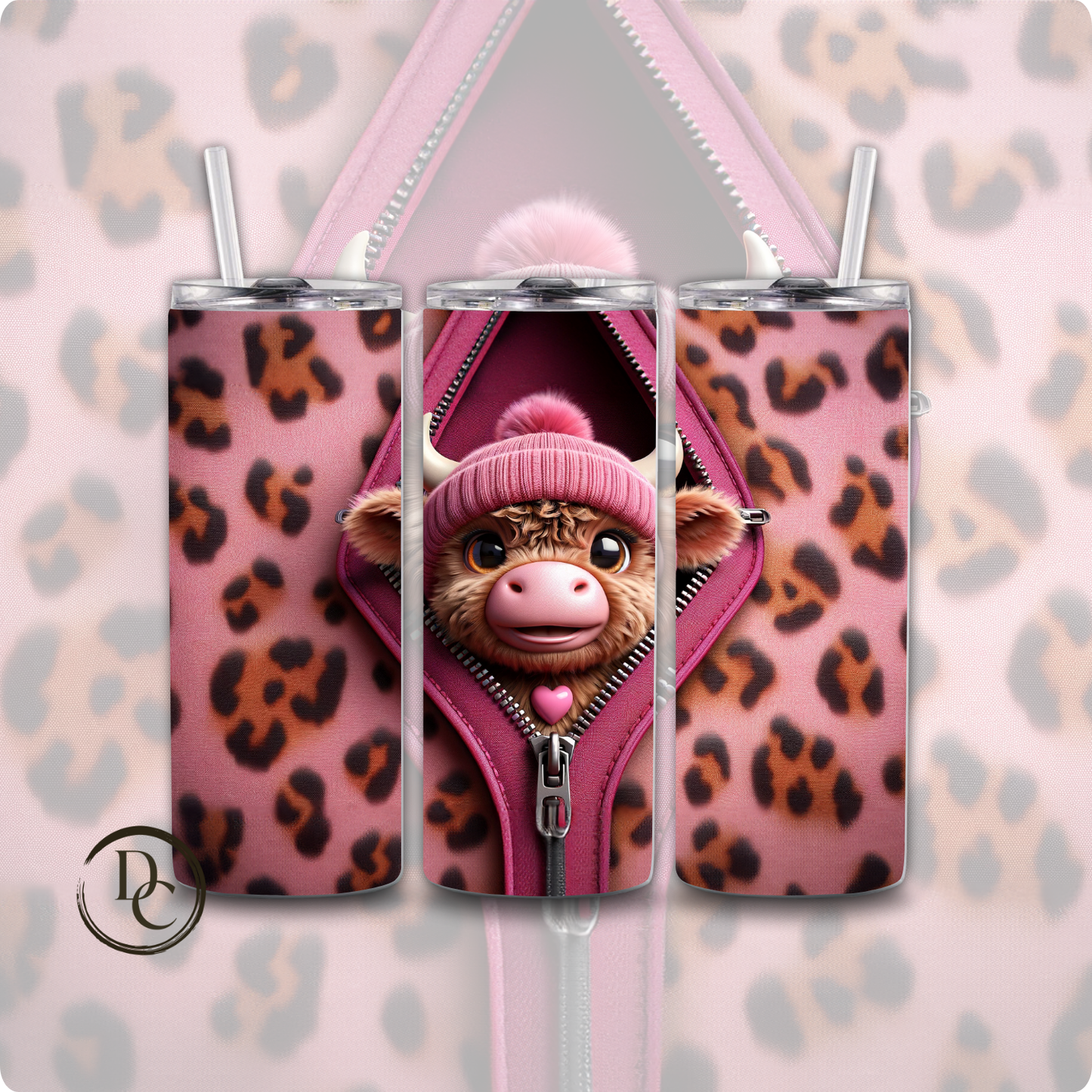 Valentines Highland Cow 3D 20 oz Custom Sublimation Tumbler Stainless Steel 14