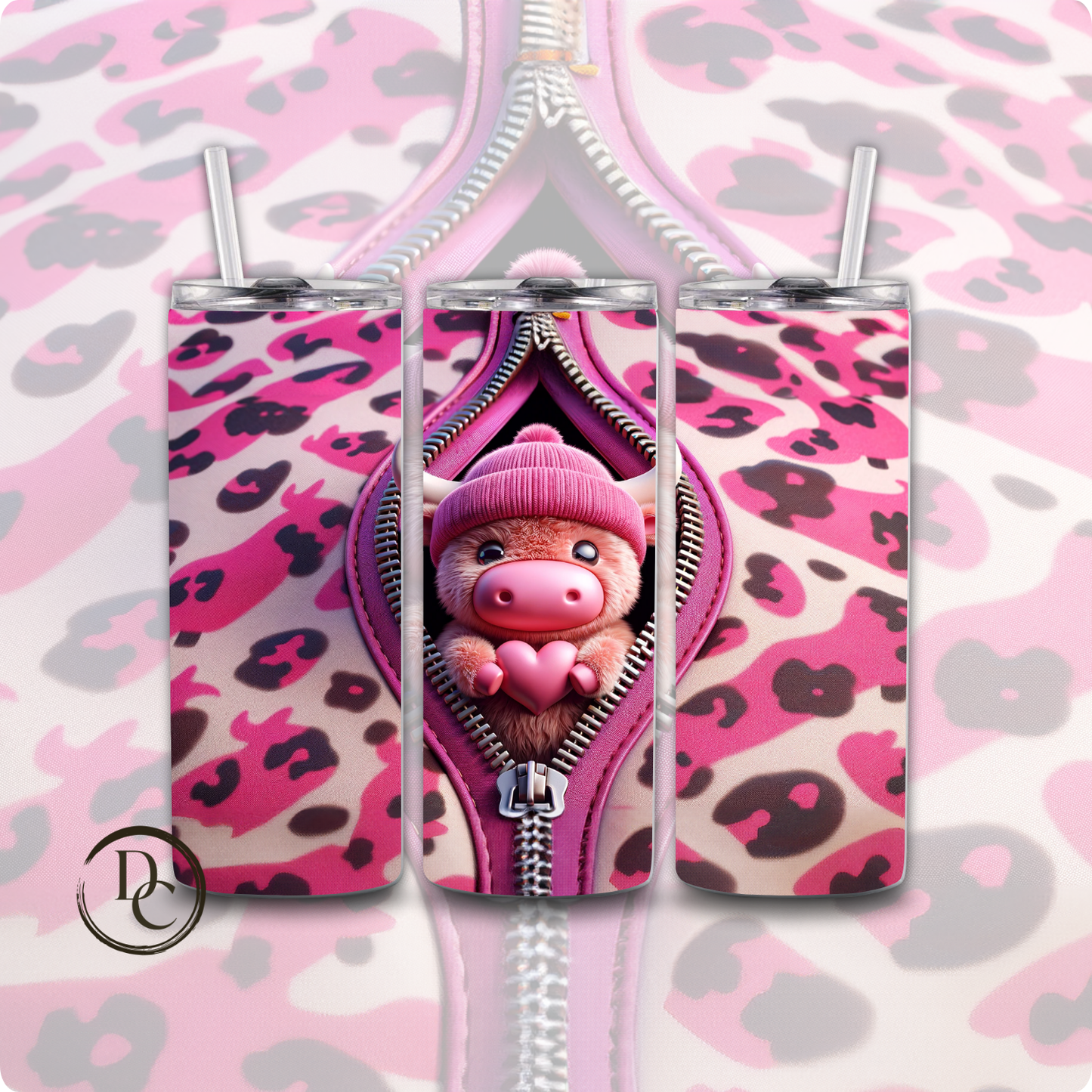 Valentines Highland Cow 3D 20 oz Custom Sublimation Tumbler Stainless Steel 14