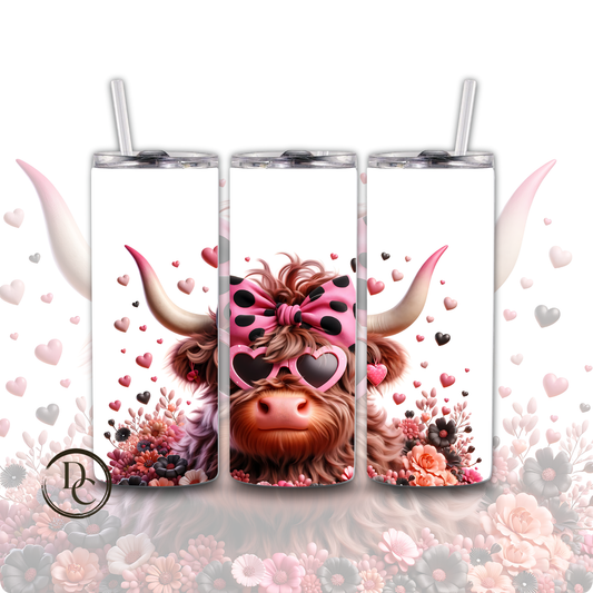 Valentines Highland Cow 3D 20 oz Custom Sublimation Tumbler 5