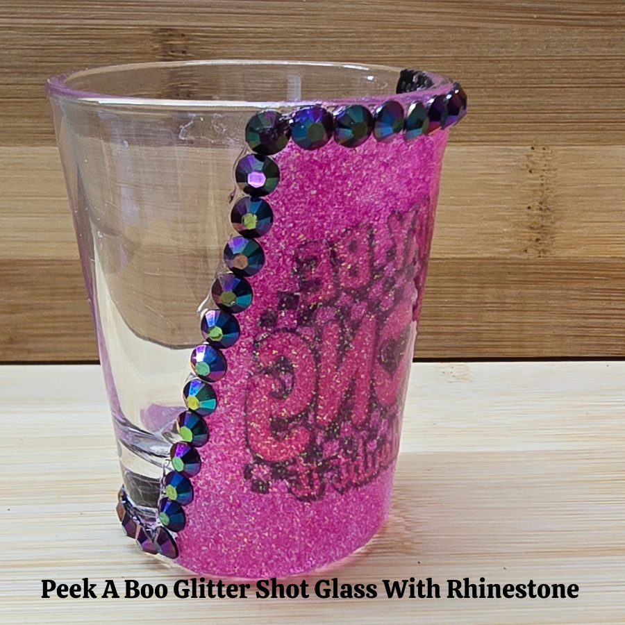 Black Glitter Shot Glass with Rhinestones