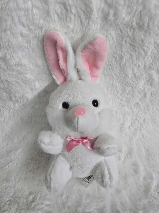 6" White Plush Sitting Bunny Custom Photo & Name, Personalized Keepsake Gift