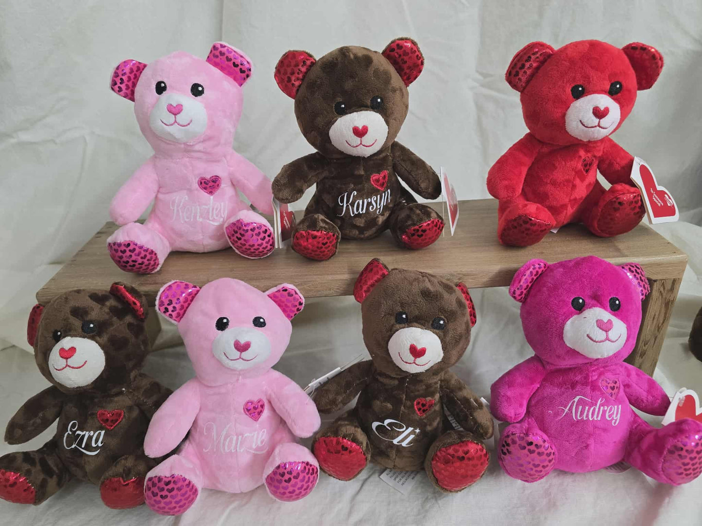 Brown 7 in Valentines Plush Bear personalized with Name