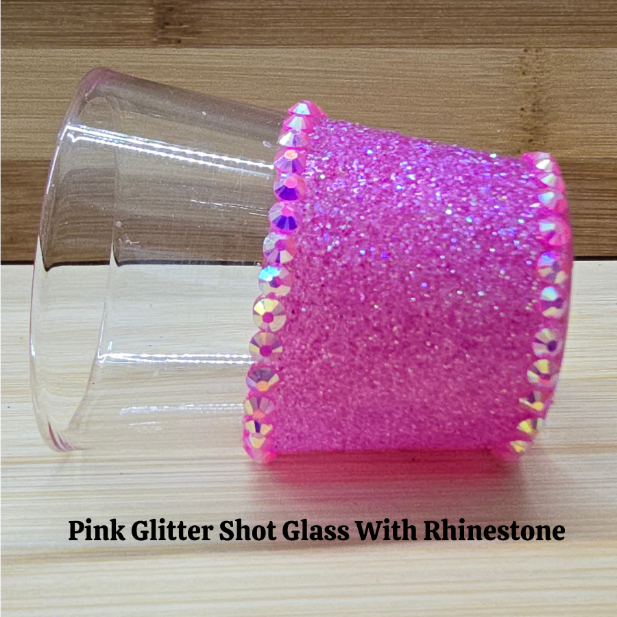 Black Glitter Shot Glass with Rhinestones