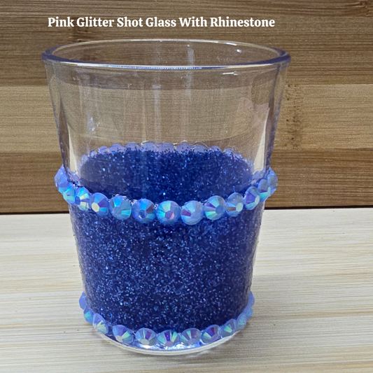 Blue Glitter Shot Glass with Rhinestones