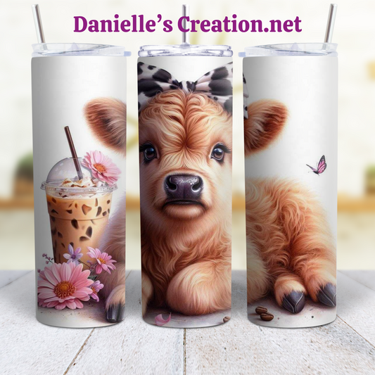 Anxiety HIGHLAND COW 20 oz Custom Sublimation Tumbler Stainless Steel