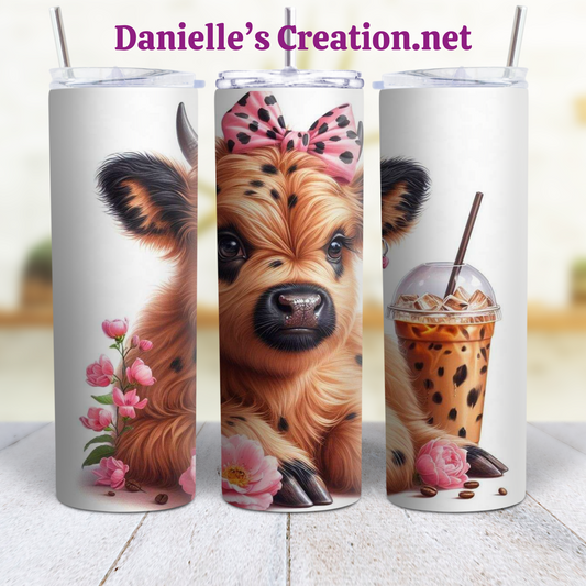 Anxiety HIGHLAND COW 20 oz Custom Sublimation Tumbler Stainless Steel