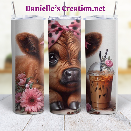 Anxiety HIGHLAND COW 20 oz Custom Sublimation Tumbler Stainless Steel 8