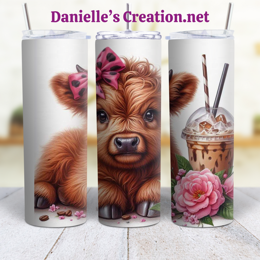 Anxiety HIGHLAND COW 20 oz Custom Sublimation Tumbler Stainless Steel 9