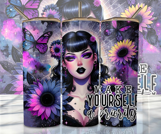 Make yourself a Priority, Half Skull, Badass Bitch, SALAGE CLASSY, Be Savage Not Average Custom Sublimation Tumbler Stainless Steel