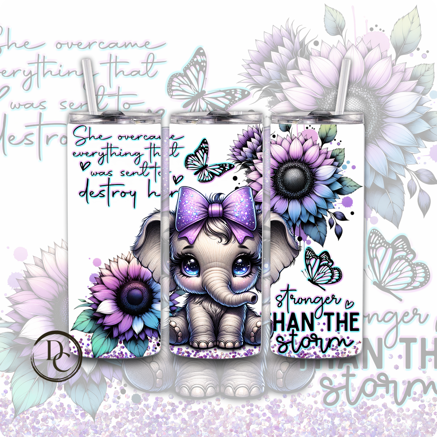 Elephant Affirmation 20 oz Custom Sublimation Tumbler Stainless Steel 1