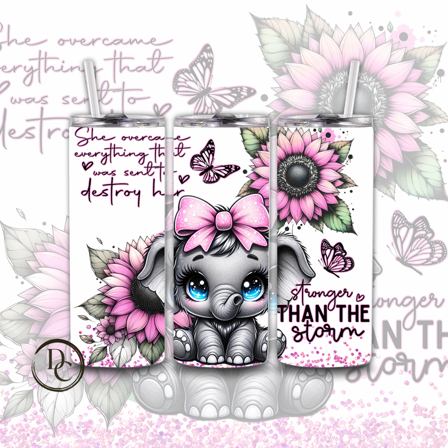 Elephant Affirmation 20 oz Custom Sublimation Tumbler Stainless Steel 1