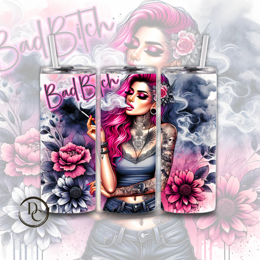 Bad Bitch Pink Tattoo 20 oz Custom Sublimation Tumbler Stainless Steel 2